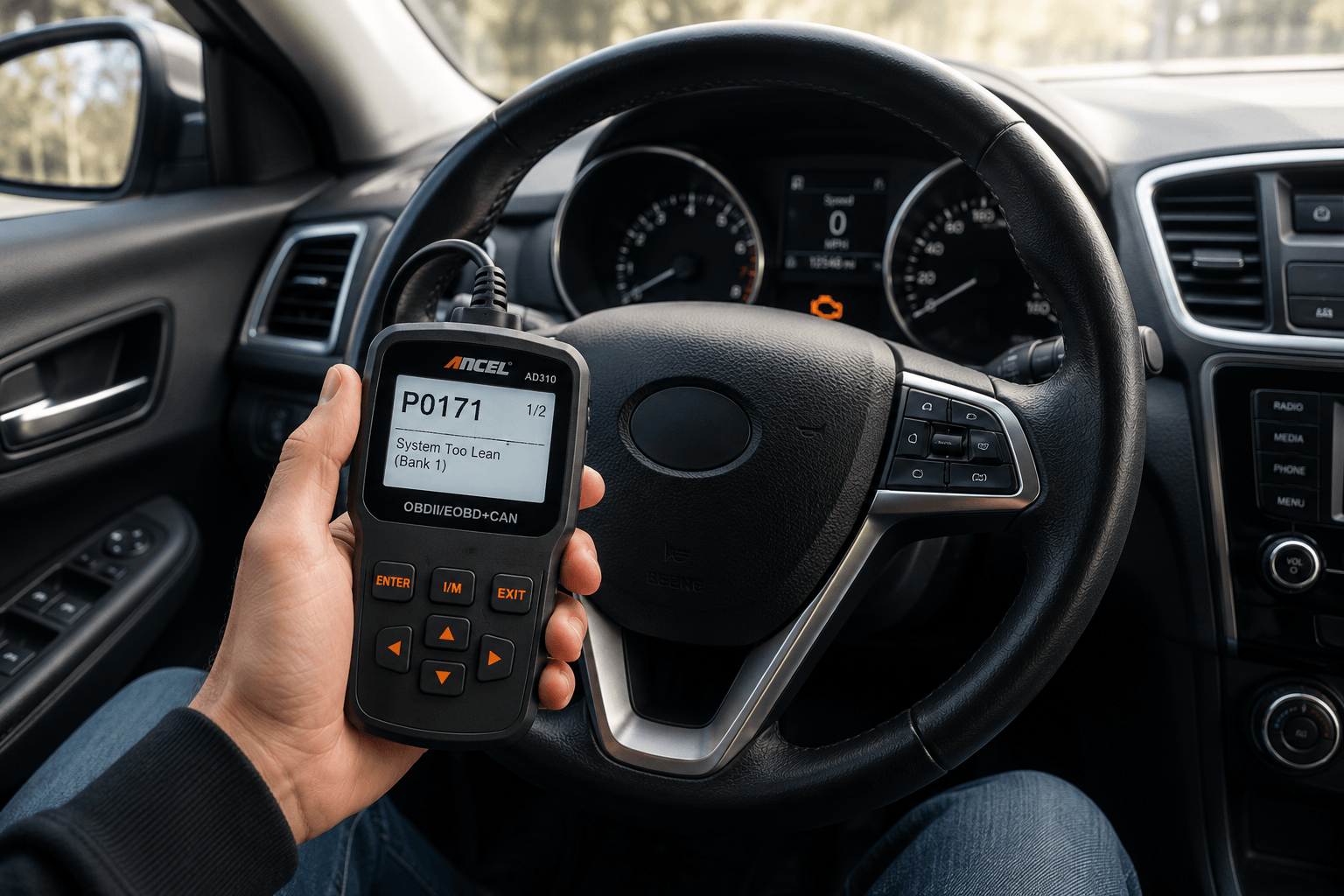 Check engine light on dashboard